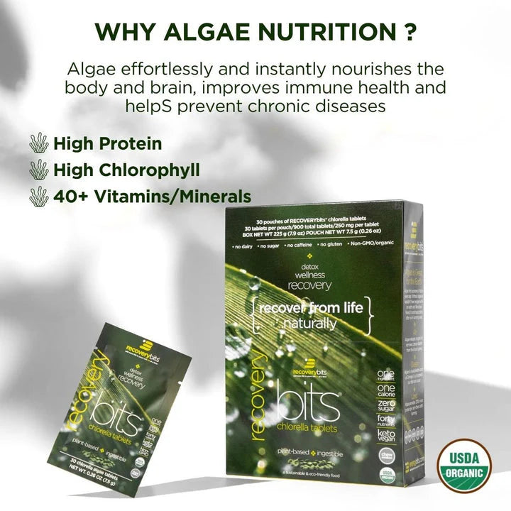 RECOVERYbits® Chlorella Large Box 30 Serving Pouches