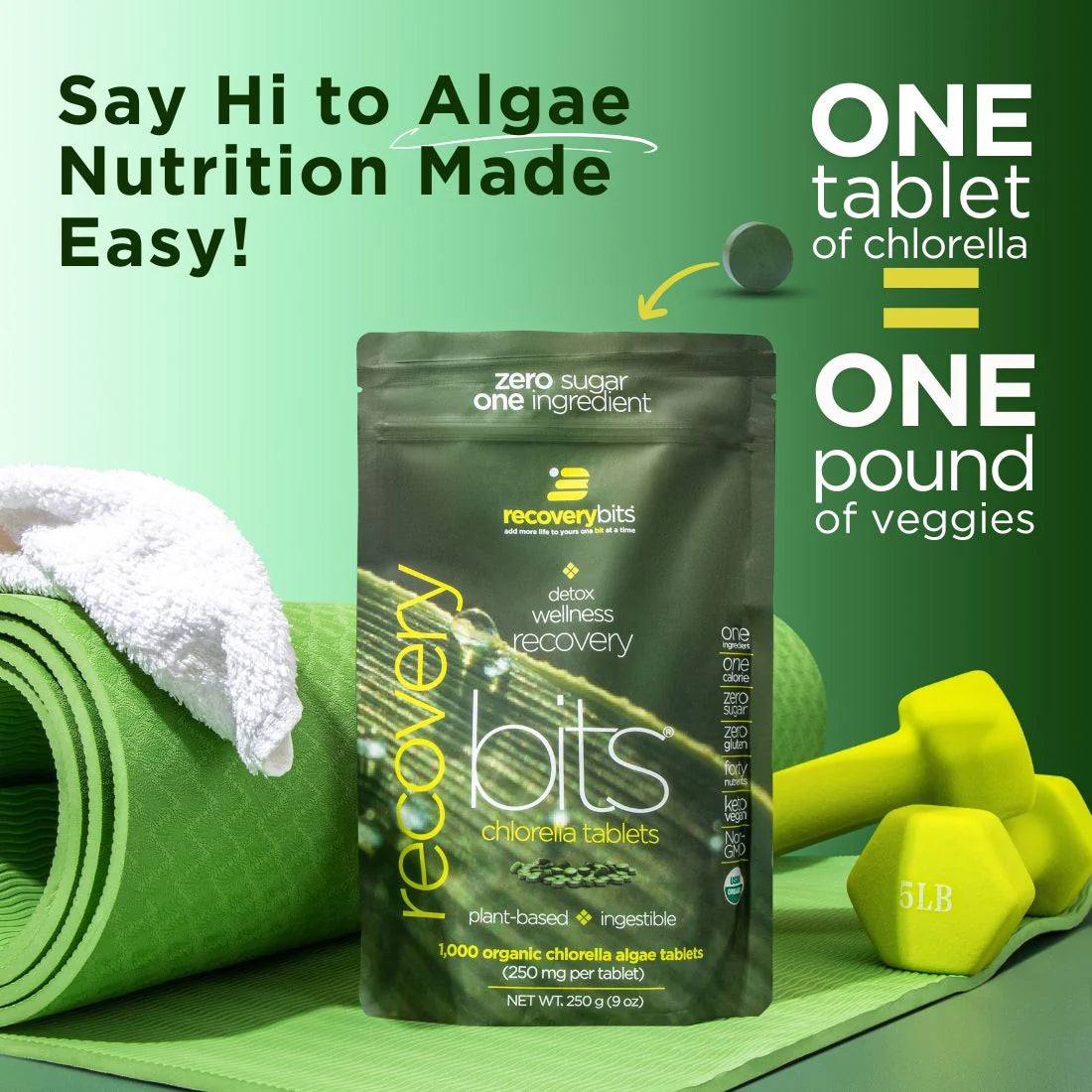RECOVERYbits® Chlorella Large Box 30 Serving Pouches